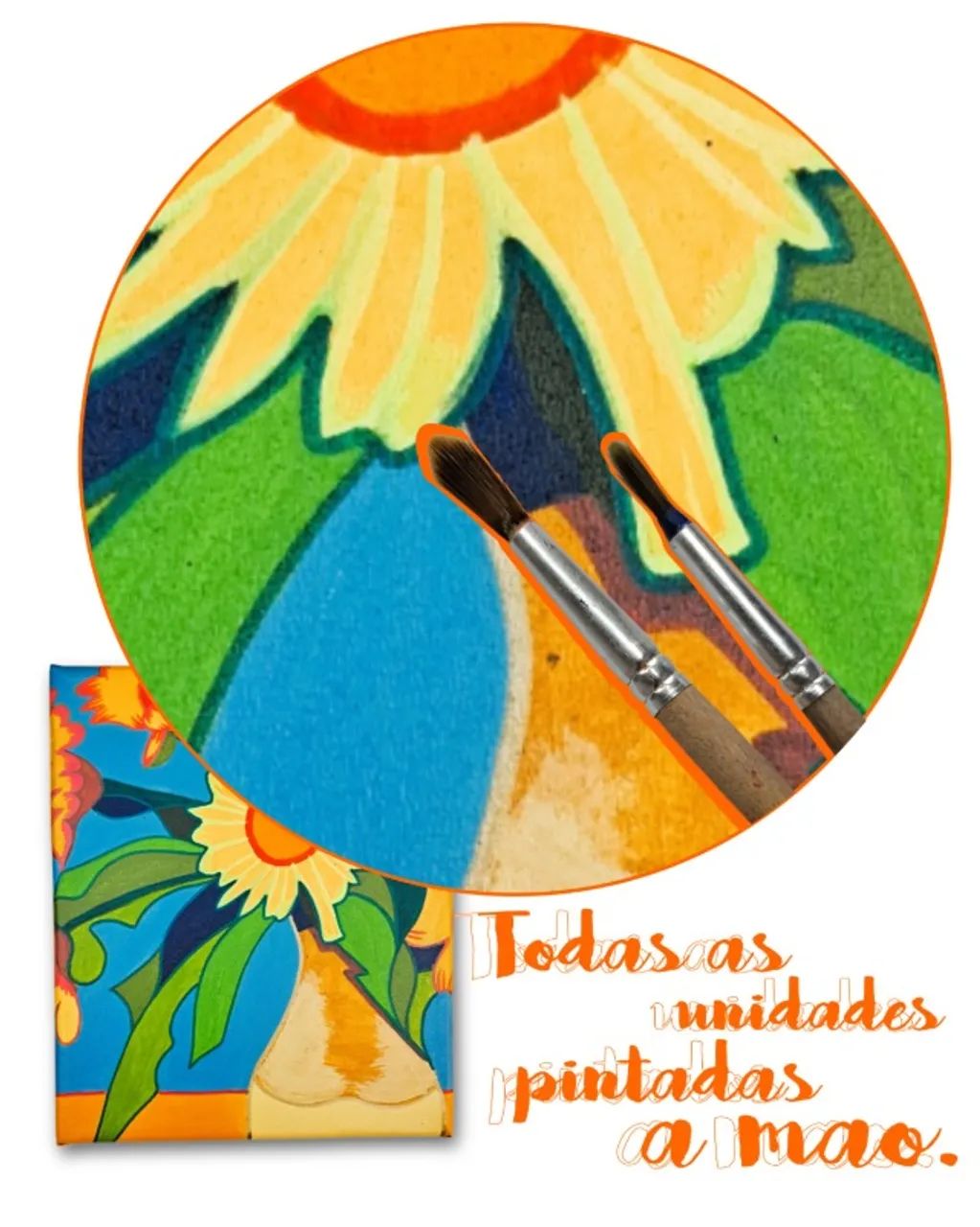 Mini quadro Decorativo De Jarro de Flores Pintado a mão - Foto 6