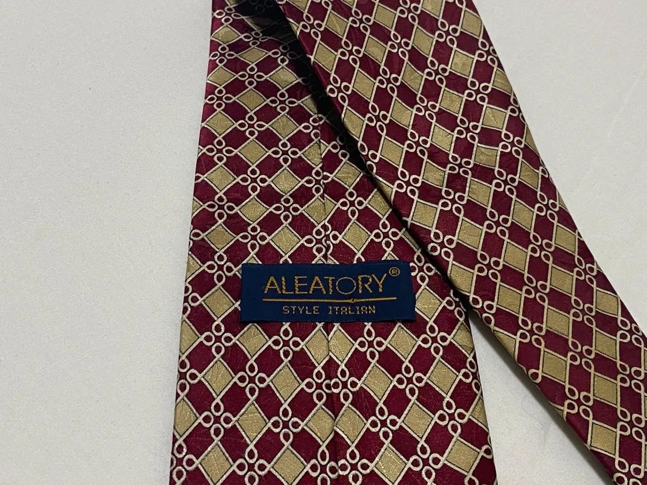 Gravata Aleatory Bege Xadrez Seda Bom Estado - Foto 5