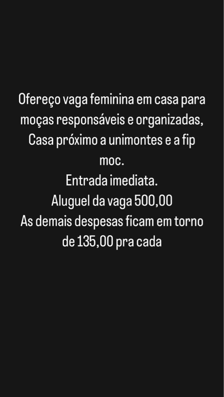 Aluguel de quarto para moças  