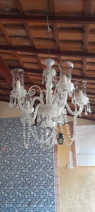 Lustre de Cristal  antigo Candelabro  - Foto 4
