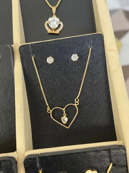 Conjunto de colar e brincos Folheado - Foto 4