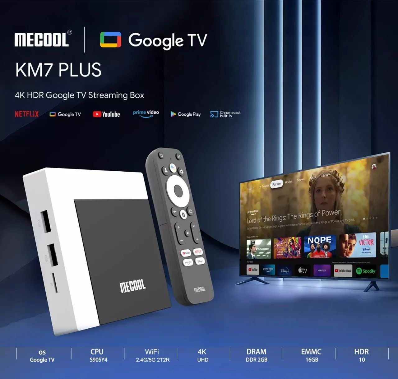 Km7 Plus Chromecast Google TV Integrado  2gb 16gb  S905y4, 2.4G 5G Wifi BT5.0 Mecool  - Foto 2