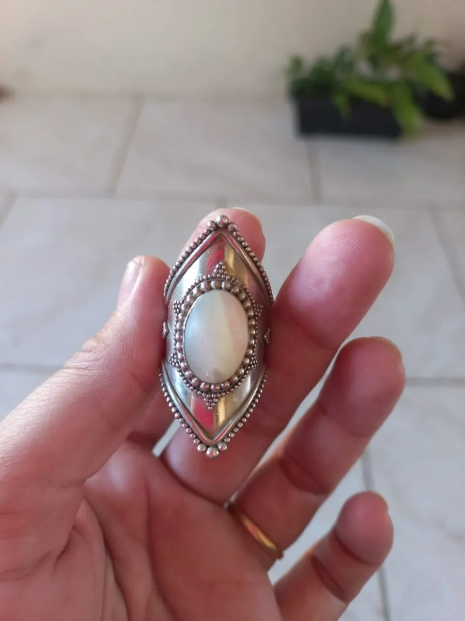 Anel prata pedra da lua