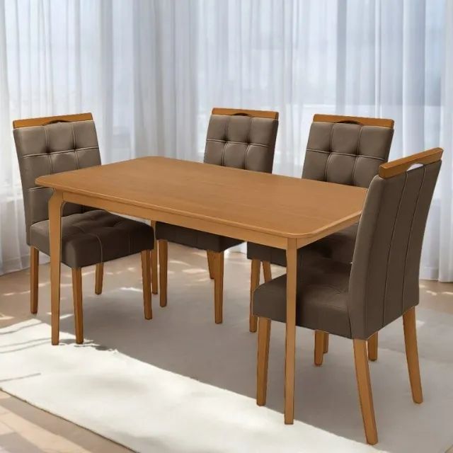 Mesa Alegra 120 Cinamomo (Sem vidro) com 4 Cadeiras Sophia - Foto 4
