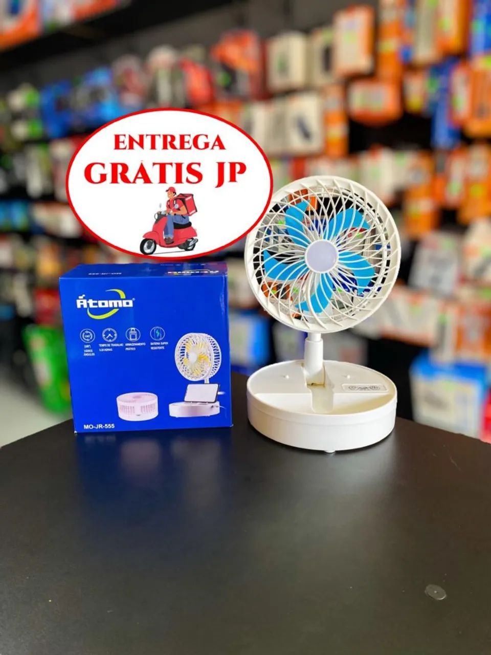 VENTILADOR PORTÁTIL REGULÁVEL COM SUPORTE PARA CELULAR