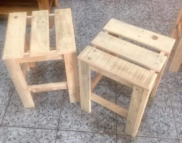 Banquinho Palete Altura 45cm, Largura 32cm, Comprimento 33cm, Perguntas Chamar no WhatsApp - Foto 4