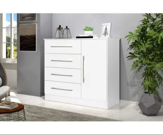 Cômoda Sapateira C/ 1 Porta e 4 Gavetas OFF WHITE DIVIDIMOS EM ATÉ 10X SEM JUROS
