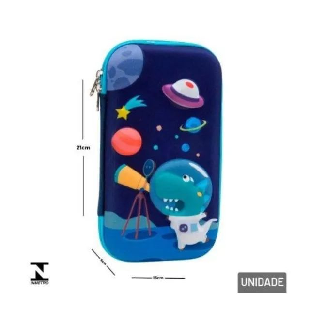 Estojo Escolar Case 22,5cm 3D Astronauta Unicornio - Foto 5