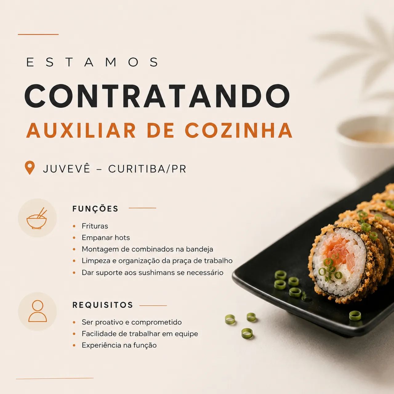 Auxiliar de cozinha ( delivery japonês)