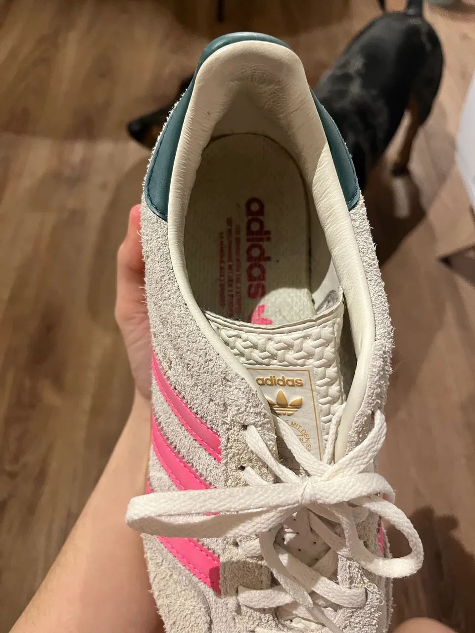 Adidas Gazzele Original - Rosa Bege e Verde - Foto 3