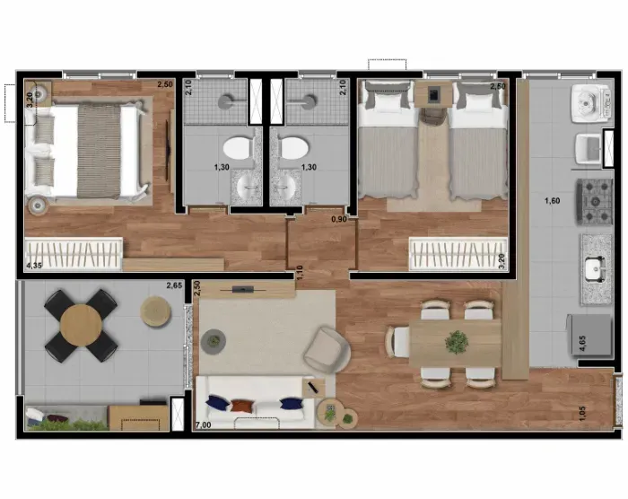 PLANTA 61m²