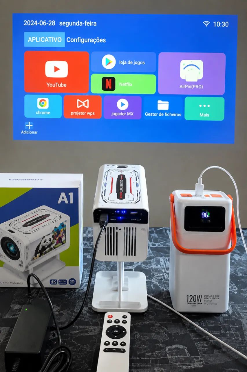 Projetor Smart A1 Android 12 | Até 200 Polegadas | Wi-Fi | Netflix, YouTube e Streaming