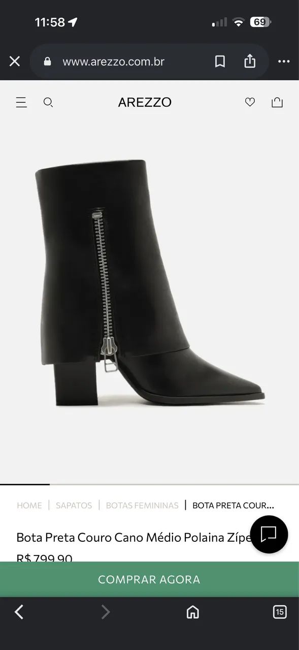 Bota Couro Arezzo