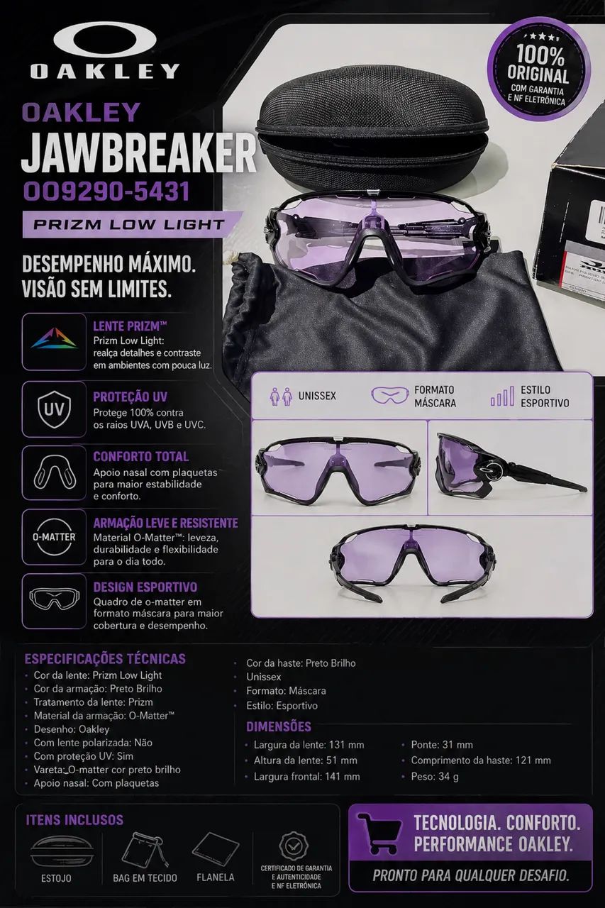 Óculos Oakley Jawbreaker - Black Prizm Low Light