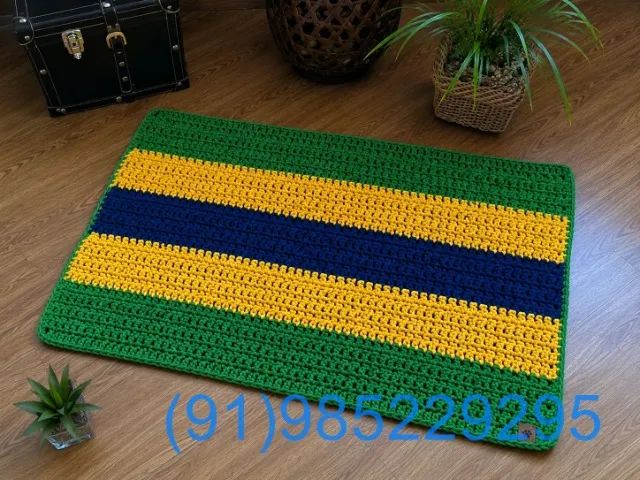 kit rede crochê + suporte de madeira + tapete para cães ou gatos - Foto 5