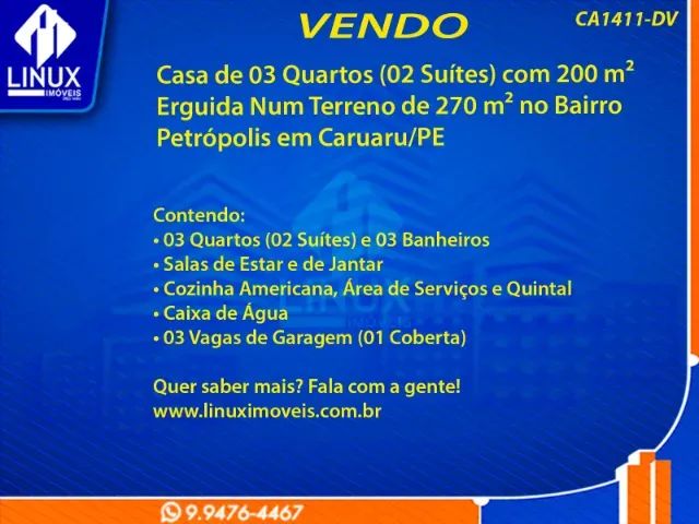  Casa no Bairro Petrópolis em Caruaru/PE à Venda (CA1411-DV) - Foto 2