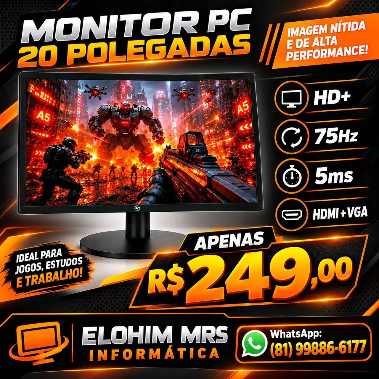 MONITOR GAMER LED 20 Brazil pc