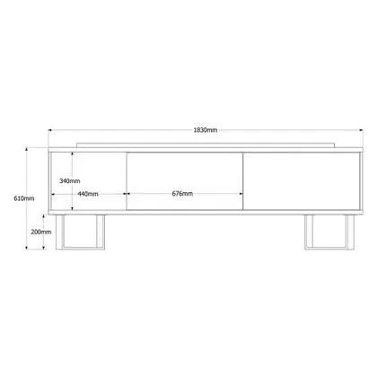Rack Bancada Malibu 2 Portas para Tv até 70 Polegadas Pés em Aço Tauari Clean / Off White<br> - Foto 4