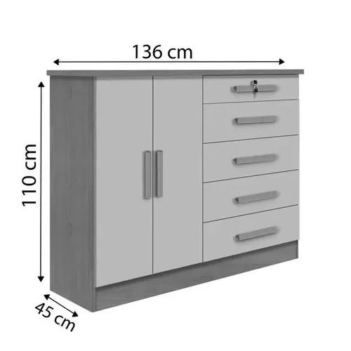 Cômoda 5 gavetas e 2 portas  - Foto 3