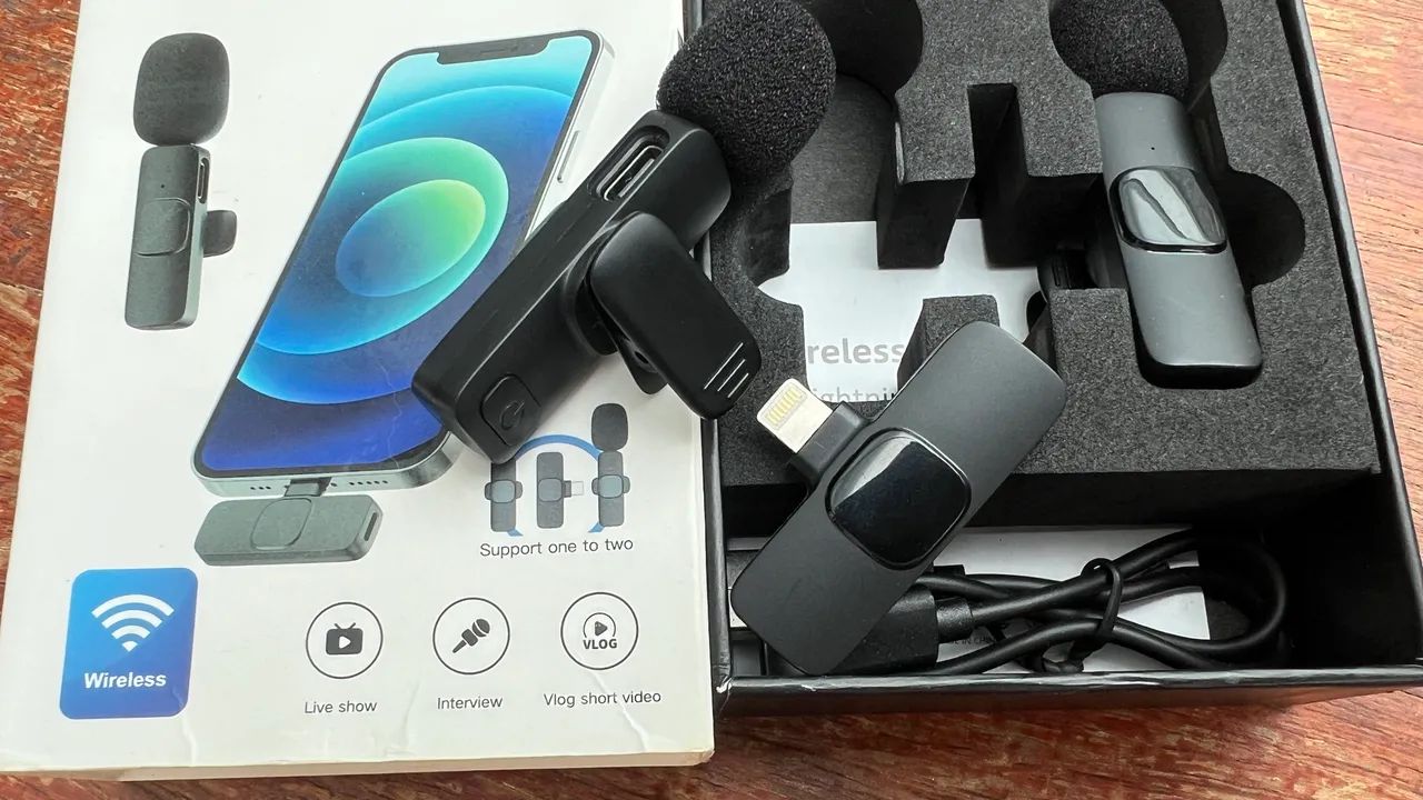 Microfone Lapela 2 em 1 sem fio para IOS - Foto 2