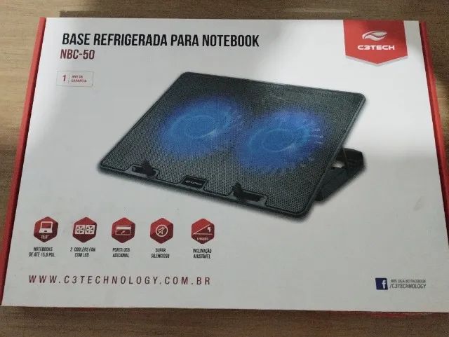 Base Refrigerada Notebook C3Tech NBC-50 - Nova na Caixa (2 Coolers)