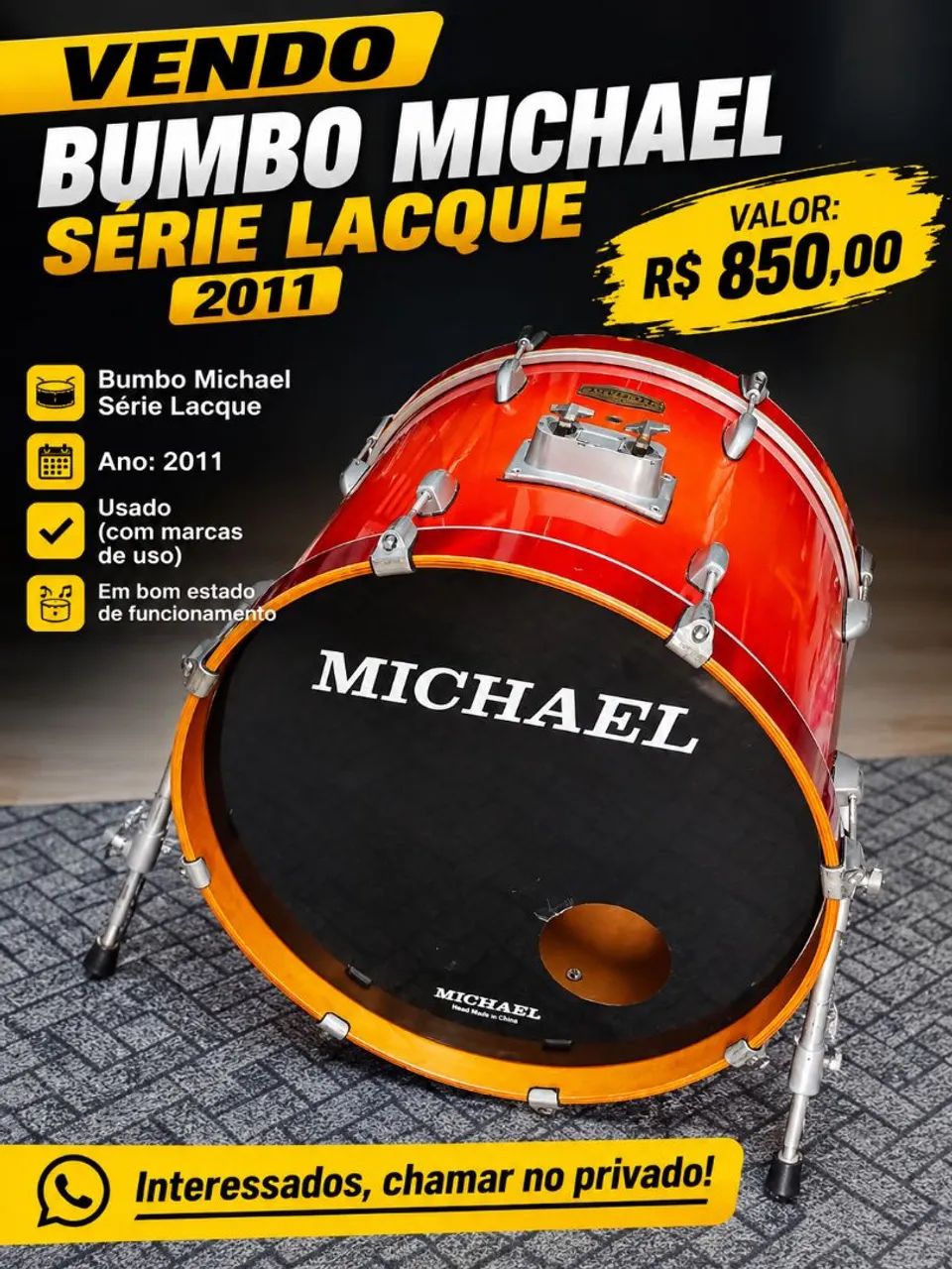 Bumbo de bateria Michael Classic Lacque