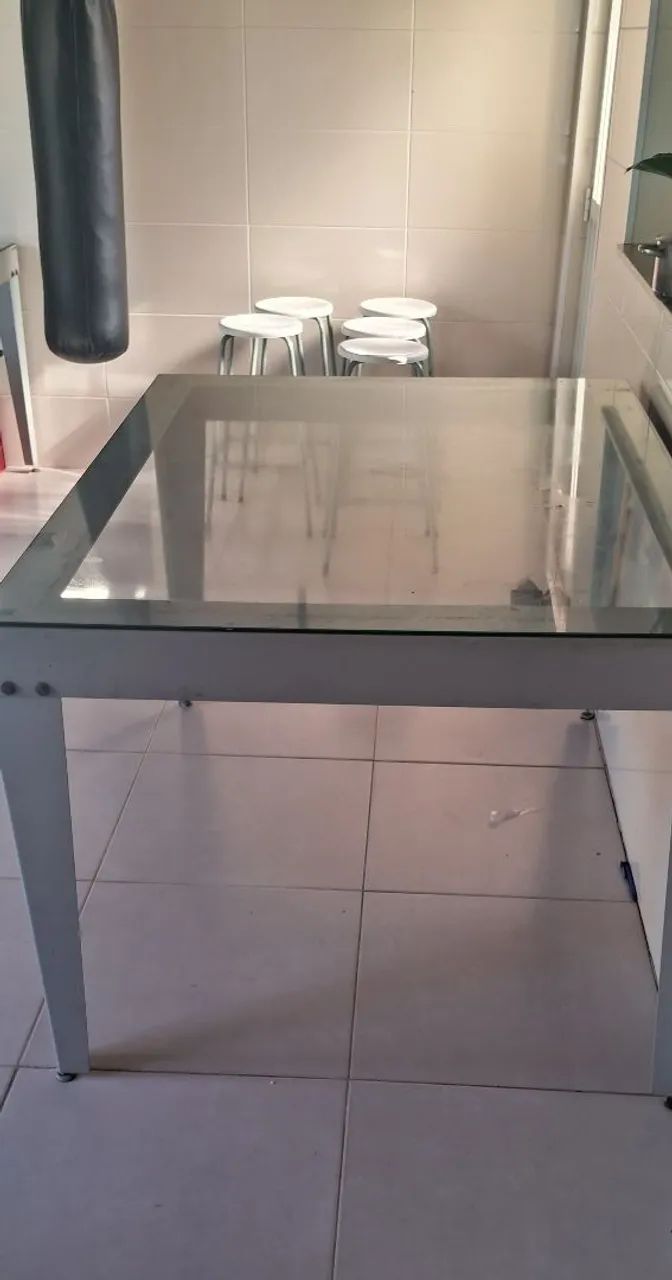 Mesa Industrial Produção - Aço + Vidro | Ótimo Estado - Foto 4