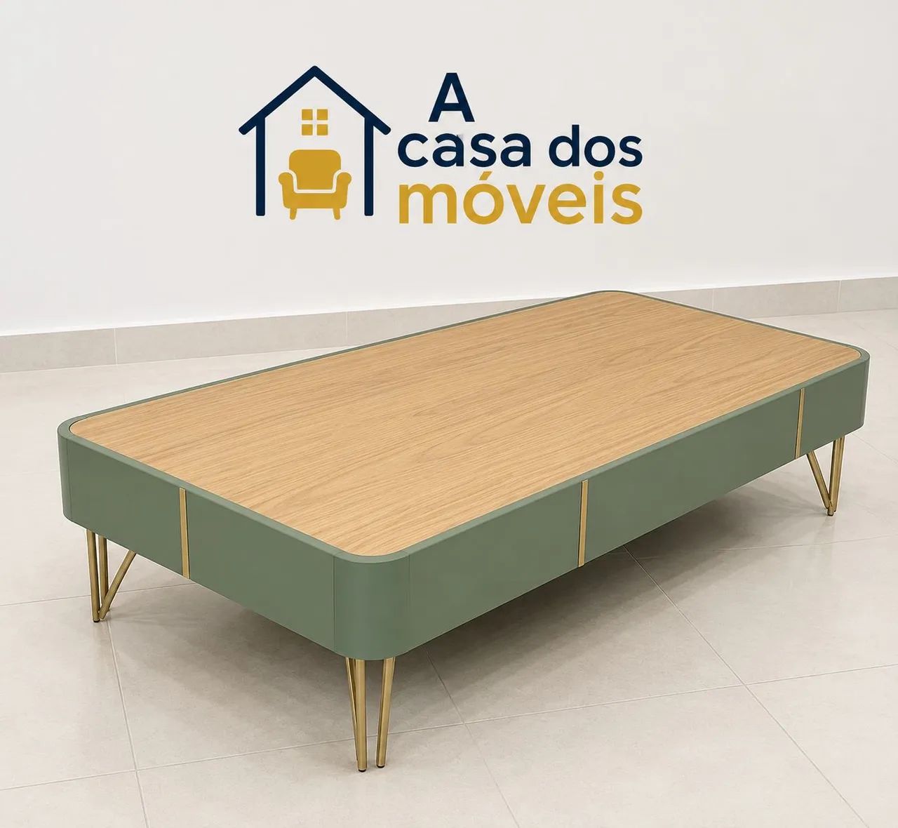 Mesa de centro verde castanho 