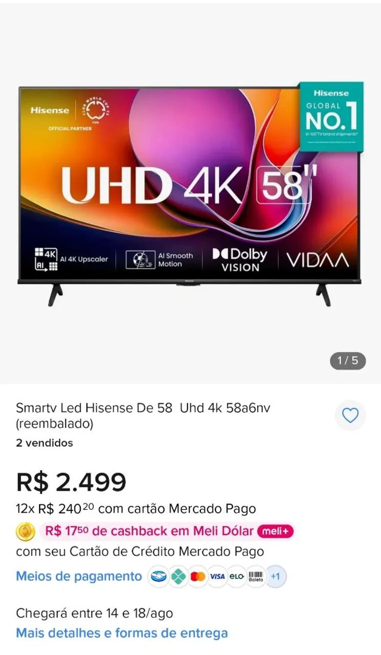  TV 58 Polegadas  ACEITO CARTÃO e/ ou TROCA - Foto 5