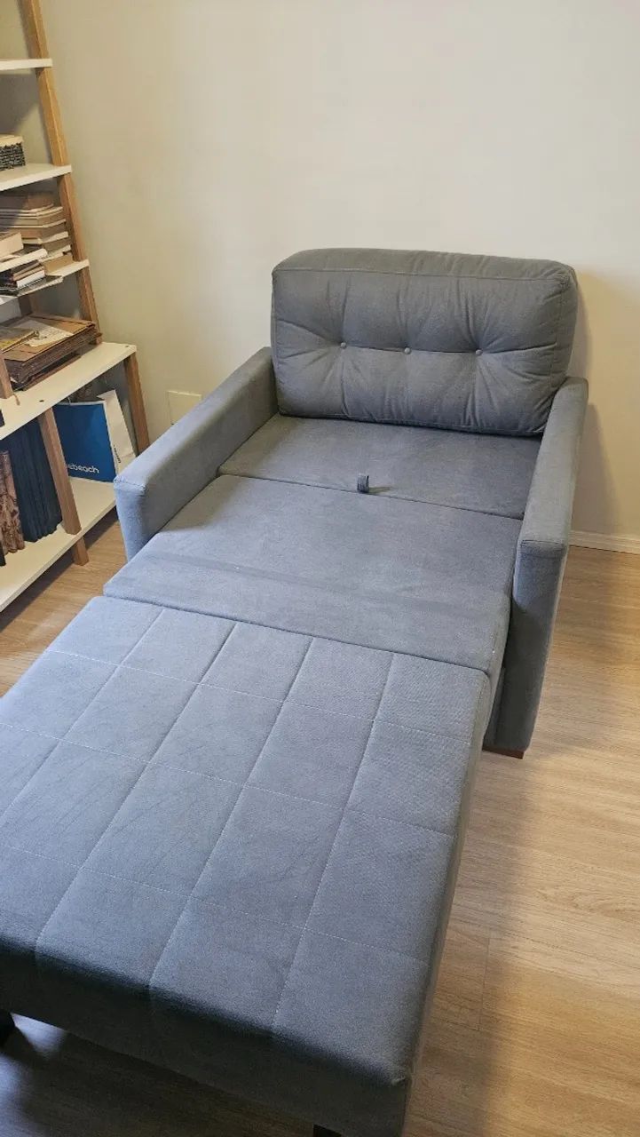Mobly Single Sofa Bed - Gray Suede - Like New441140324966092802