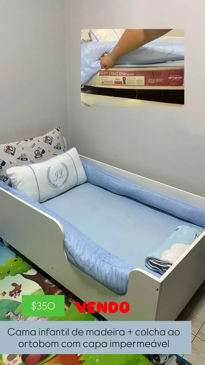 Cama infantil + colchão ortobom 