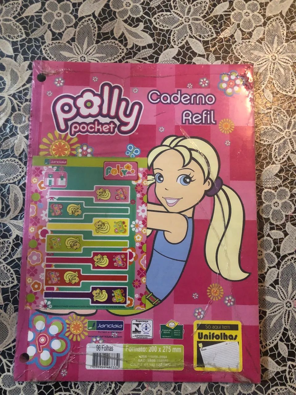 bloco folhas fichário polly pocket jandaia anos 2000 papelaria vintage 