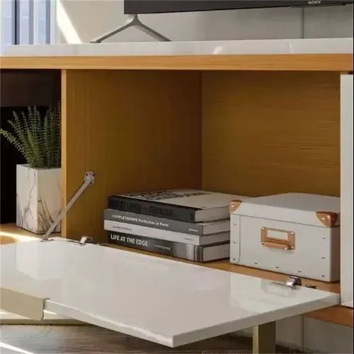 Rack Bancada Malibu 2 Portas para Tv até 70 Polegadas Pés em Aço Tauari Clean / Off White<br> - Foto 3