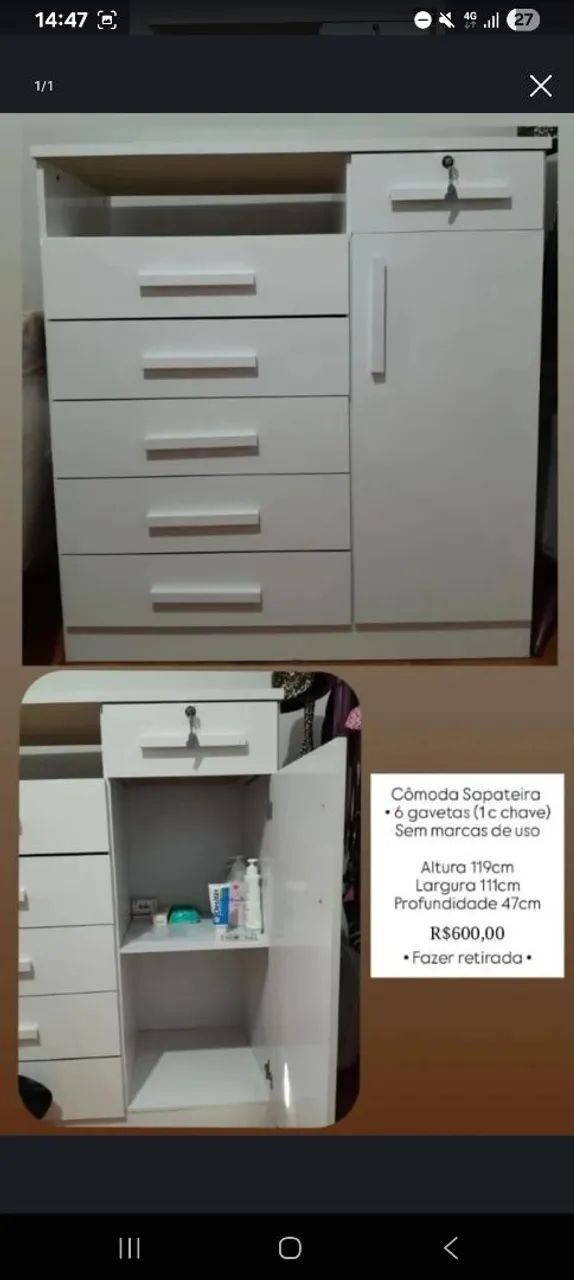 Cômoda com 6 gavetas + sapateira  - Foto 2