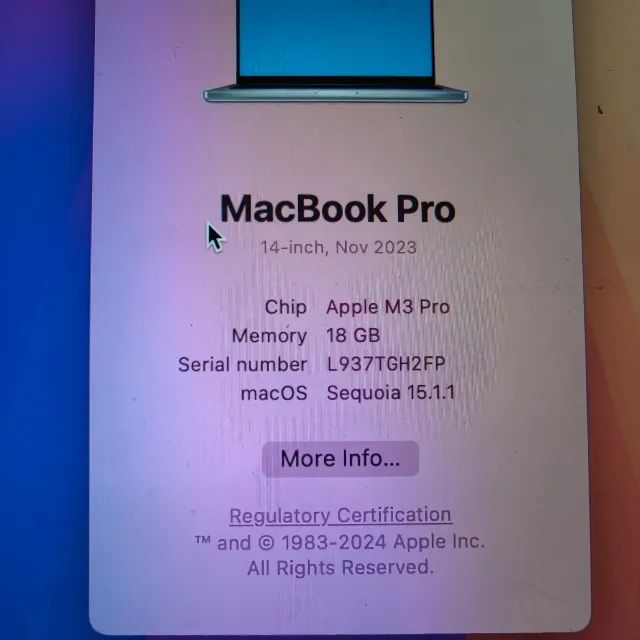 MACBOOK PRO 14 - M3 PRO, 18GB, 512GB - 66 CICLOS - SILVER - Foto 3
