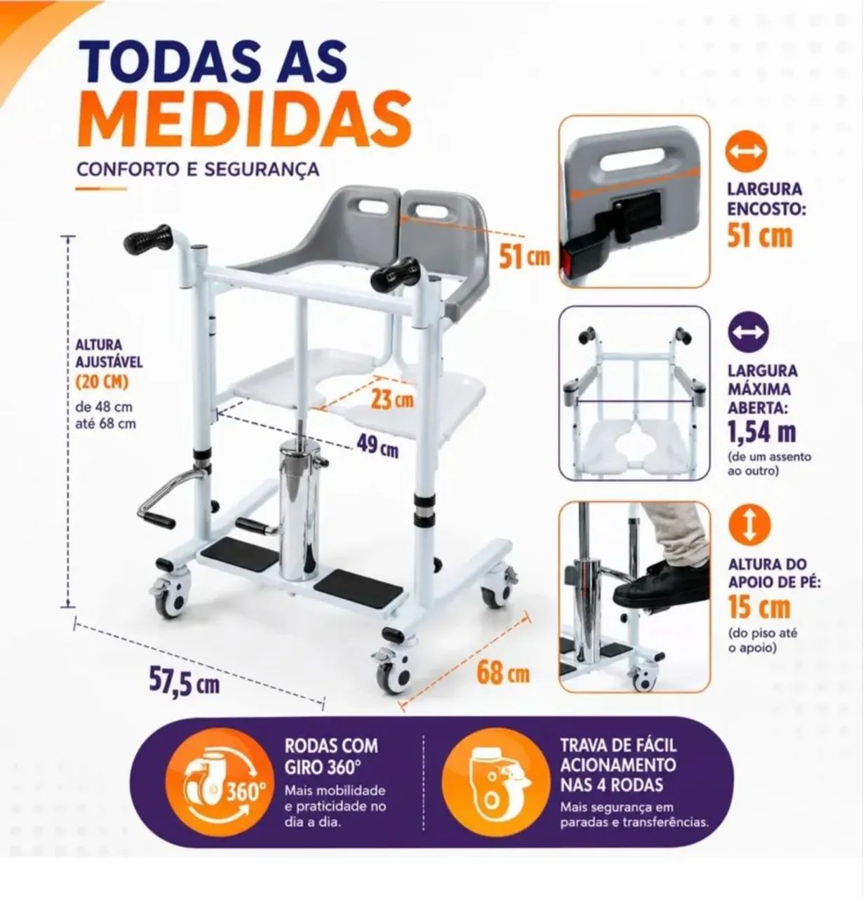 Cadeira de transferência acamados  - Foto 4