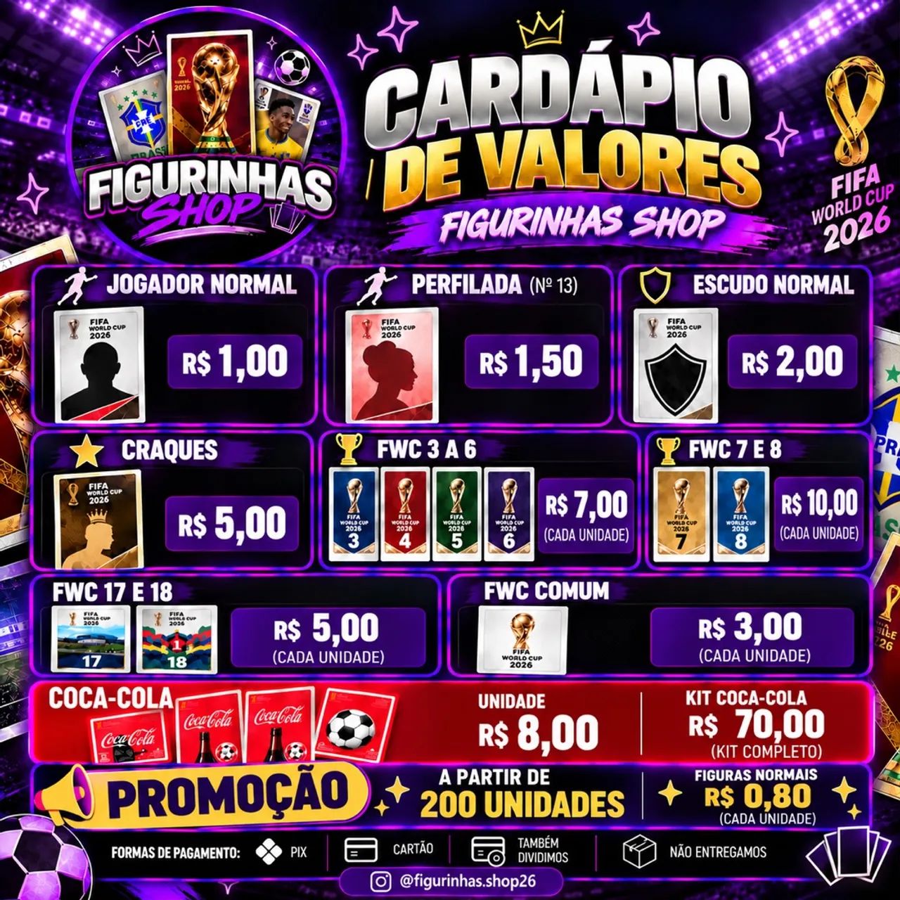 Figurinhas apartir de 1 real
