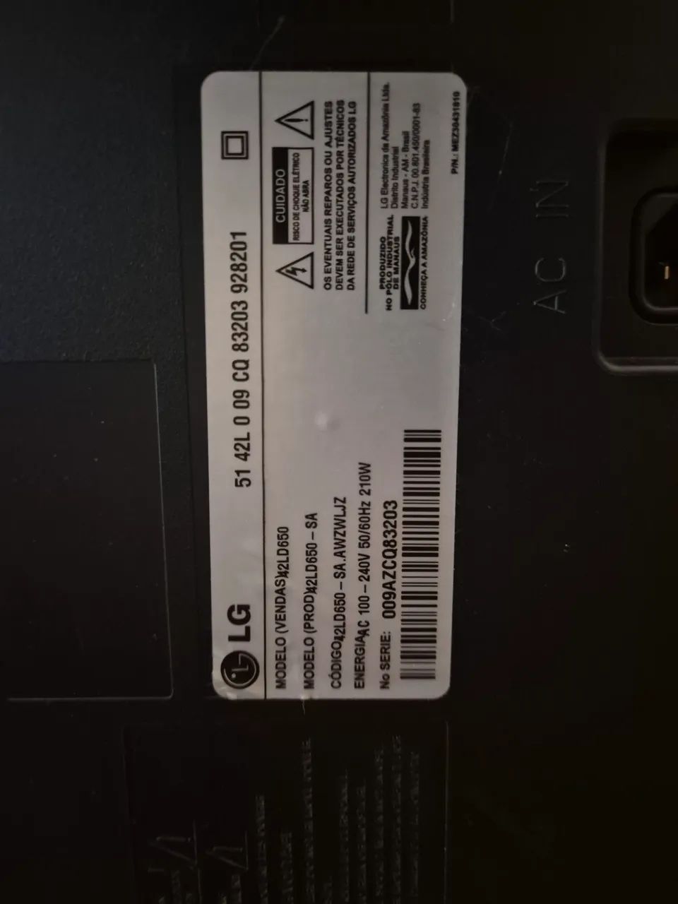 Tv lg 42 polegadas com defeito - Foto 3