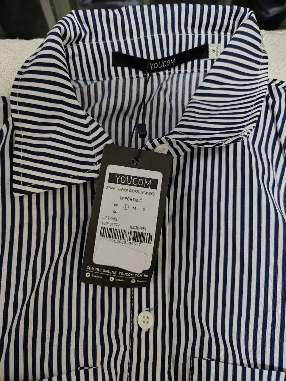 camisa cropped listrada com elástico - YOUCOM - Foto 3