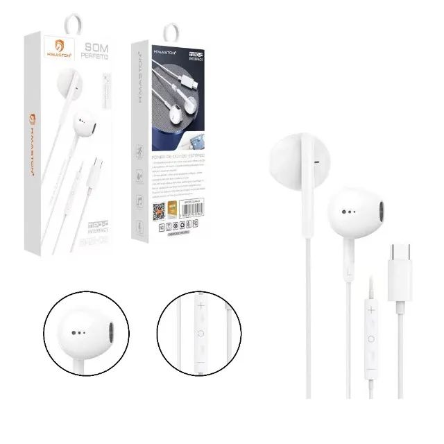 Fone De Ouvido Tipo C Com Microfone 1,2 H'maston EAR-03 Para Celular Loja COimbra Entrega - Foto 2