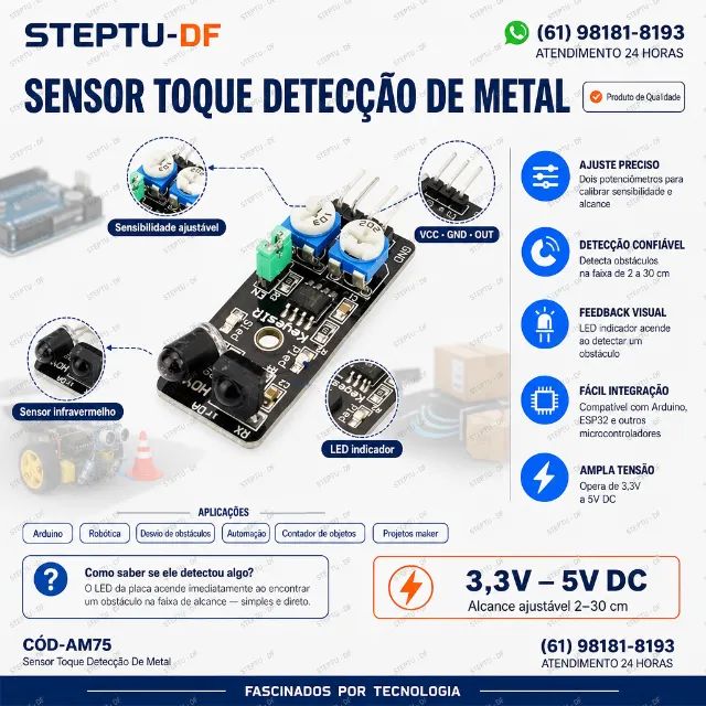 Sensor Desvio Obstaculo Sensor Infravermelho Arduino Robotica COD-AM75  - Foto 2