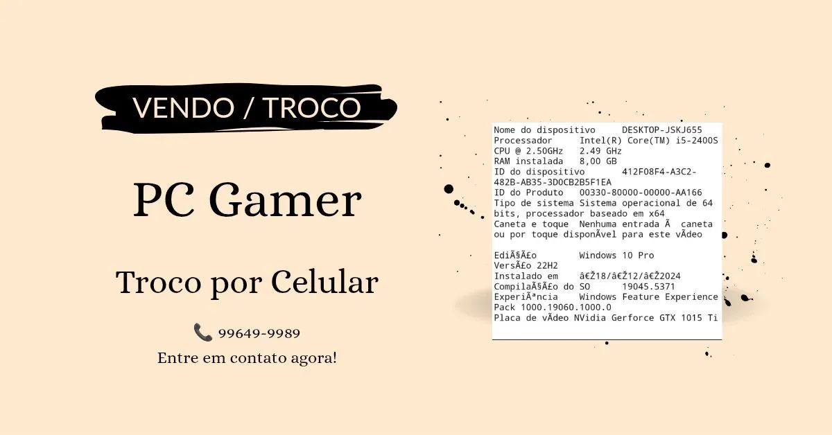 VENDO/TROCO PC GAMER POR CELULAR 