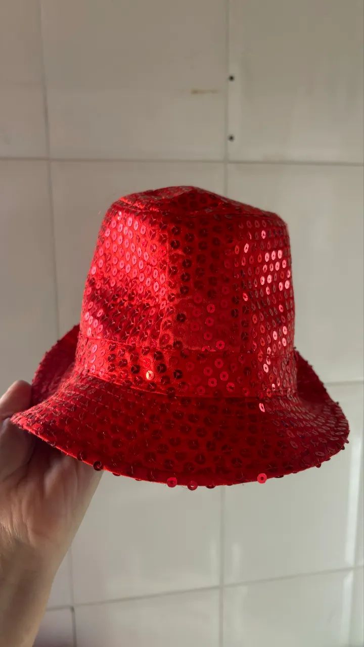 Chapéu Fedora Lantejoulas Vermelhas - Foto 4