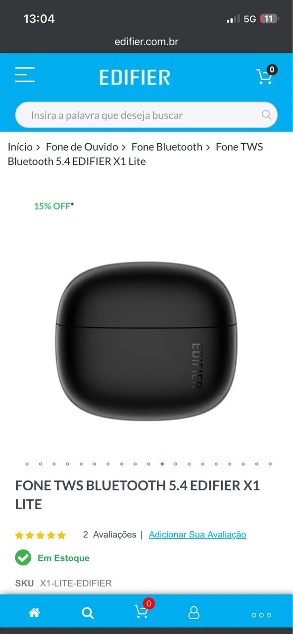 FONE TWS BLUETOOTH 5.4 EDIFIER X1 LITE PRETO - Foto 2