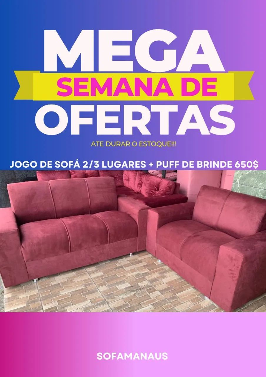 Jogo de sofá 2/3 lugares com puff de brinde  - Foto 2