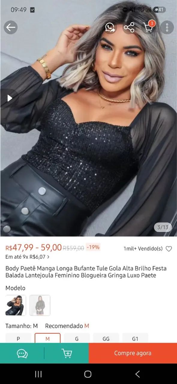 Body paete tamanho M - Foto 2