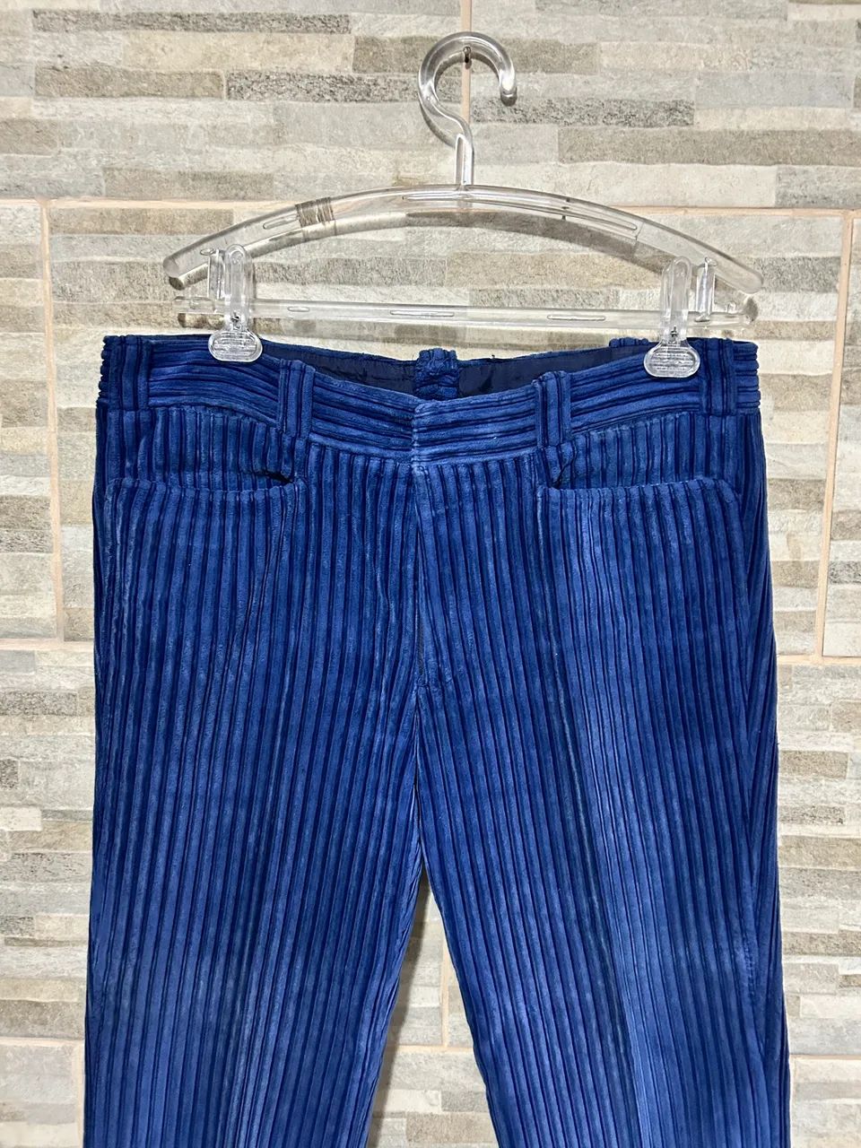 Calça retrô azul de veludo 40 - Foto 2