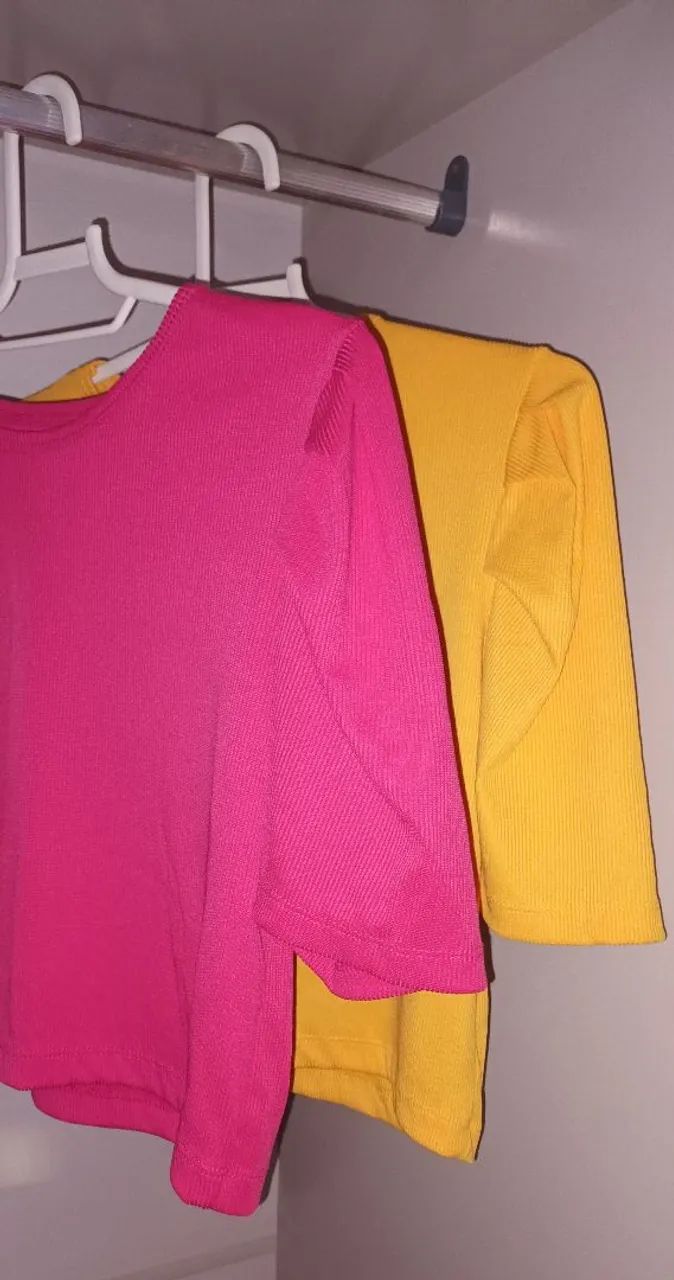 Blusa Canelada Feminina Pink e Amarel - Foto 4