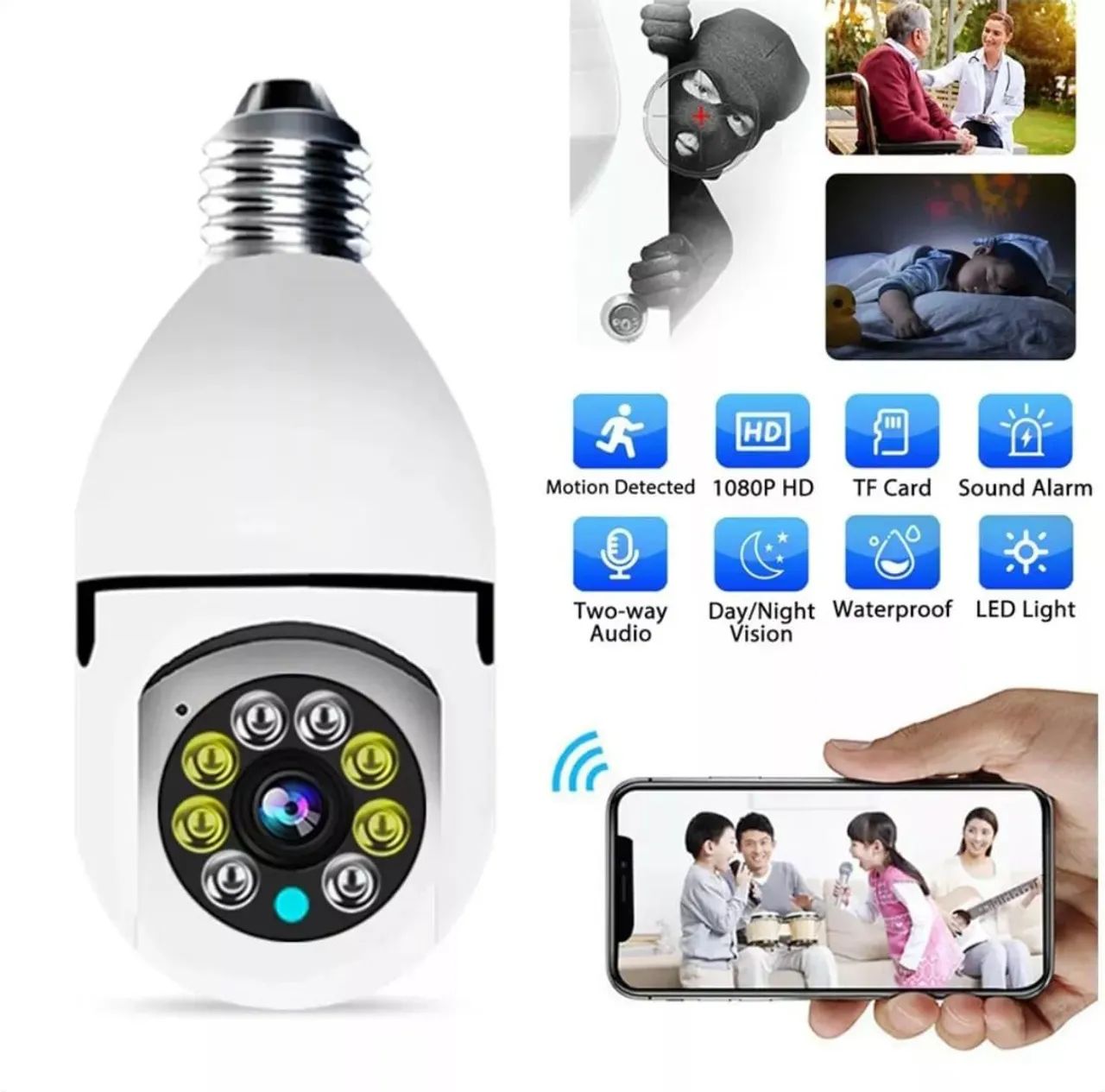Kit 2 câmera wi-fi lâmpada  - Foto 5