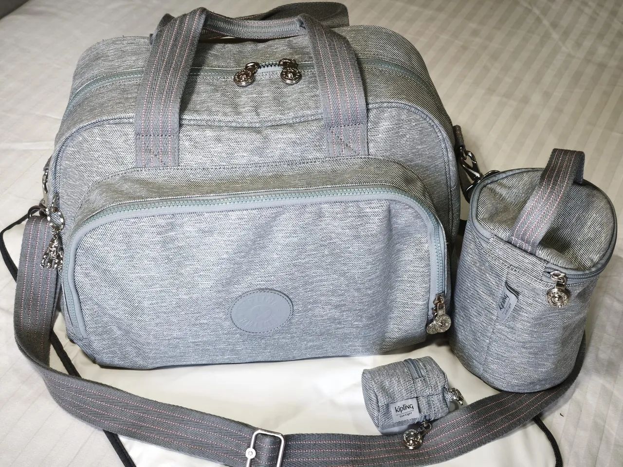 Bolsa Maternidade Kipling Camama Jeans Claro